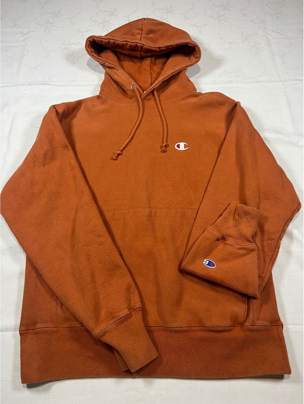Champion Heavyweight Reverse Weave Burnt Orange Hoodie Size Small